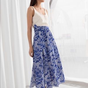 & Other Stories A-Line Coffee Print midi skirt Sz4